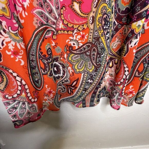 Leslie Fay Sleeveless Smocked Shift Dress Women's Sz 14 Paisley Floral Boho - Picture 14 of 16